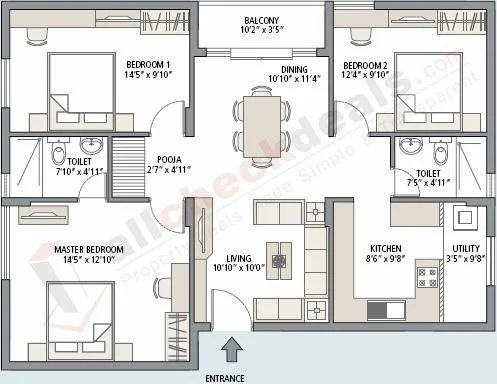 ACE Arte 3 BHK floor plan in Sector 150 Noida
