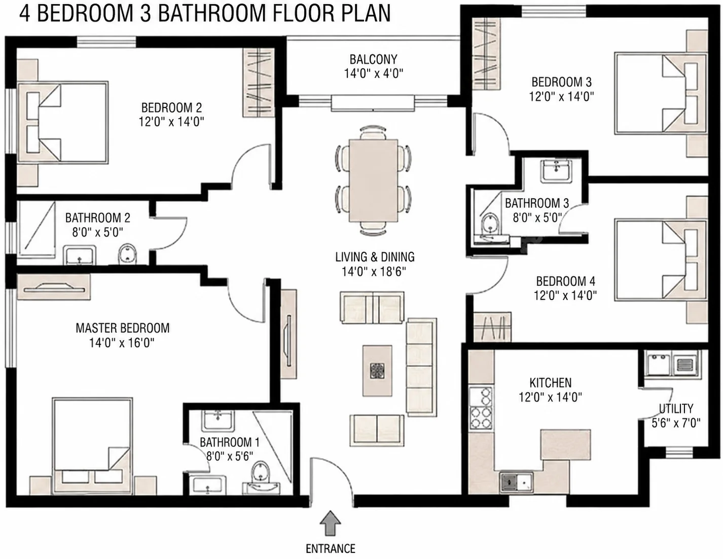 ACE Arte 4 BHK floor plan in Sector 150 Noida